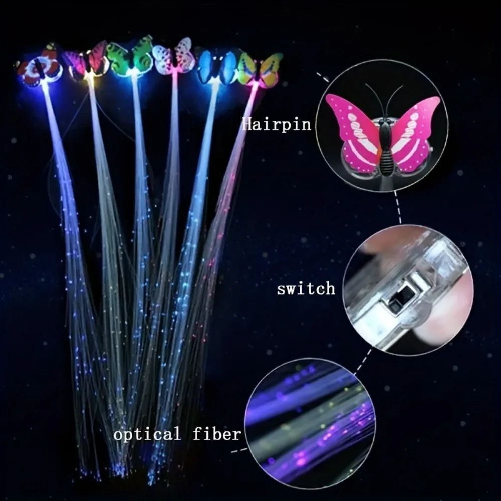 LED Butterfly Hair Clips, Colorful Braids Wig for Women Party & Festival Styles
