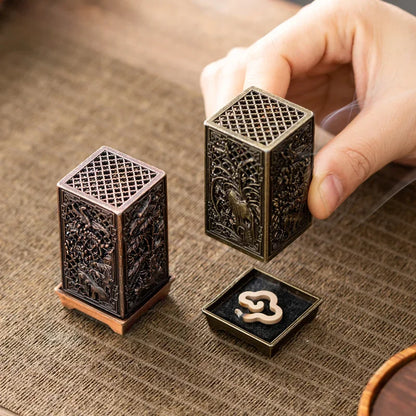 Square Vertical Incense Burner, Small Alloy Incense Holder for Indoor Aromatherapy & Home Decor