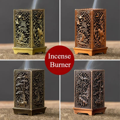Square Vertical Incense Burner, Small Alloy Incense Holder for Indoor Aromatherapy & Home Decor