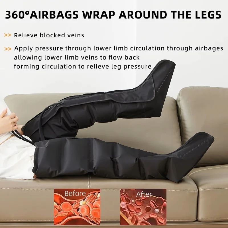 Air Pressure Leg Massager Boots, Kneading & Squeeze Calf Massage with Remote Control