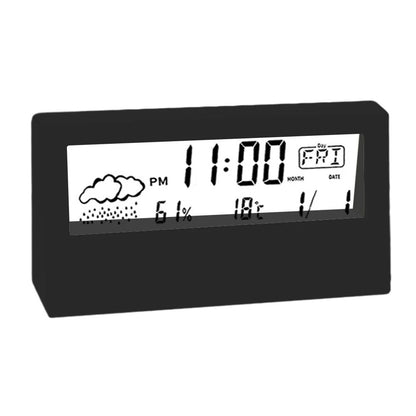 Thermo-Hygrometer Clock with Creative Weather Display,Electronic Alarm Clock for Desktop Table Decor in Living Room