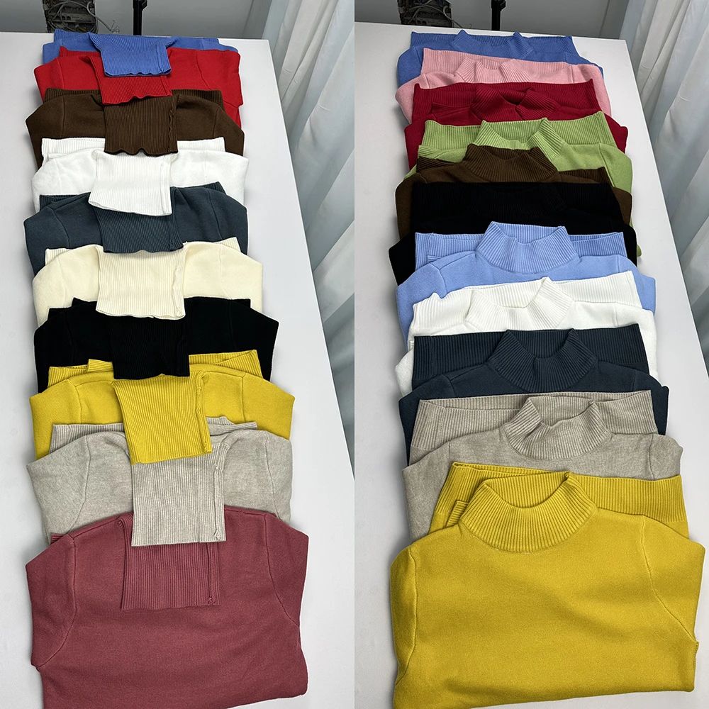 Turtleneck Winter Sweater for Women, Elegant Thickened Velvet-Lined Knit Pullover, Slim Fit Knitted Jumper Top for Cold