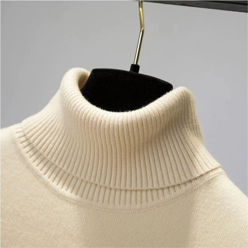 Turtleneck Winter Sweater for Women, Elegant Thickened Velvet-Lined Knit Pullover, Slim Fit Knitted Jumper Top for Cold