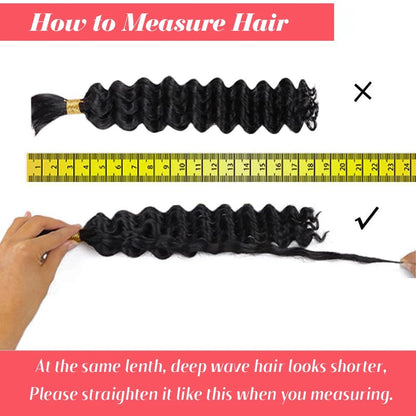 Brazilian Virgin Human Hair Deep Wave Bulk, No Weft Braiding Hair for Boho Braids