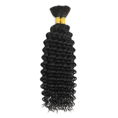 Brazilian Virgin Human Hair Deep Wave Bulk, No Weft Braiding Hair for Boho Braids