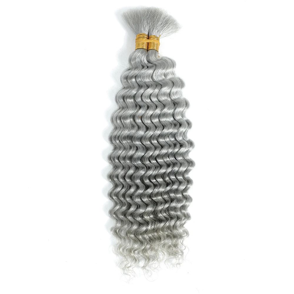 Brazilian Virgin Human Hair Deep Wave Bulk, No Weft Braiding Hair for Boho Braids