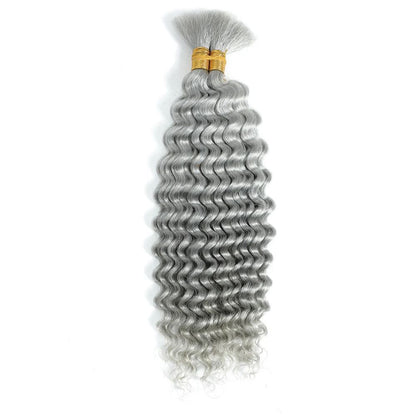 Brazilian Virgin Human Hair Deep Wave Bulk, No Weft Braiding Hair for Boho Braids
