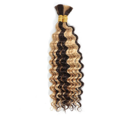 Brazilian Virgin Human Hair Deep Wave Bulk, No Weft Braiding Hair for Boho Braids