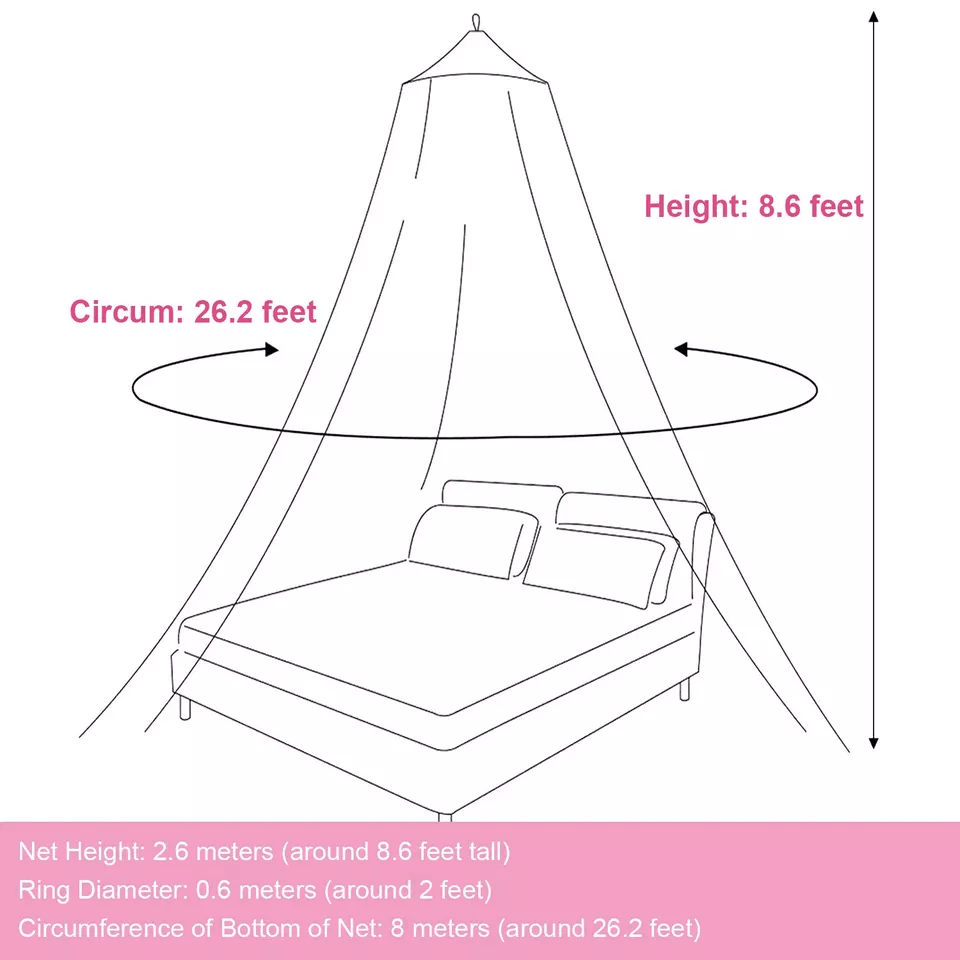 Mosquito Net Canopy Dome for Small & Queen Bed, Fly Insect Protection Mesh Curtain for Bedroom Decoration