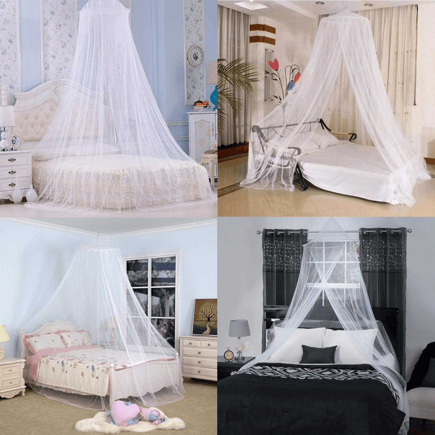 Mosquito Net Canopy Dome for Small & Queen Bed, Fly Insect Protection Mesh Curtain for Bedroom Decoration