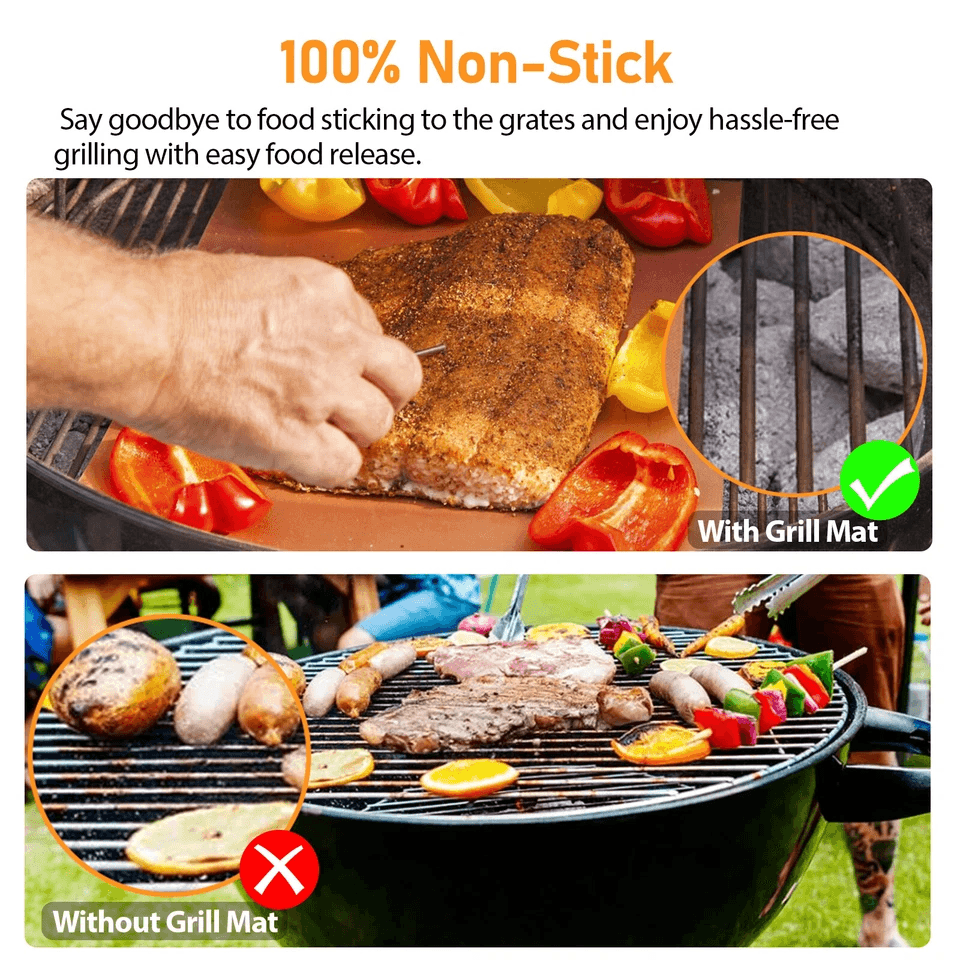 BBQ Copper Grill Mats Outdoor Non Stick Reusable Baking Sheets for Grilling