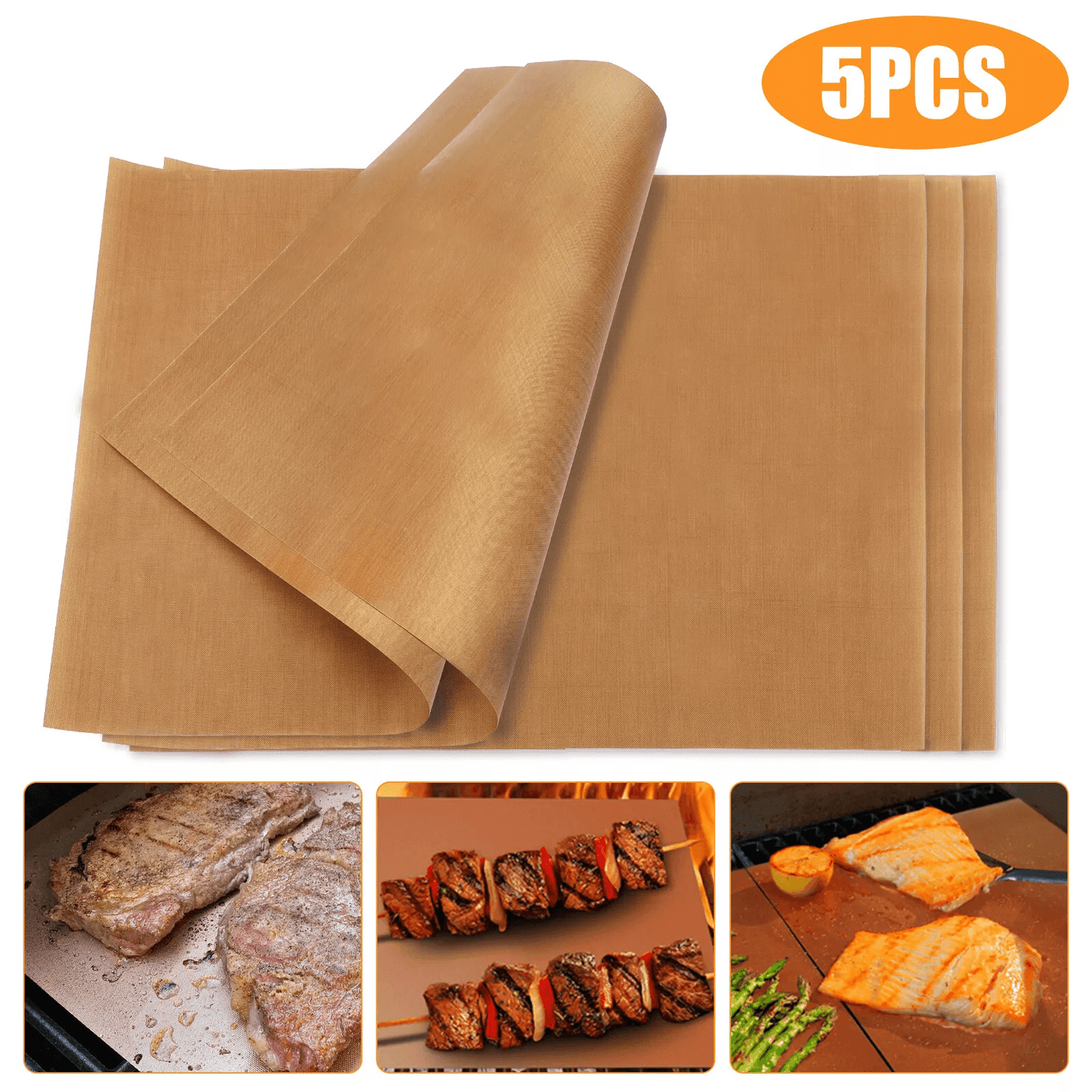 BBQ Copper Grill Mats Outdoor Non Stick Reusable Baking Sheets for Grilling
