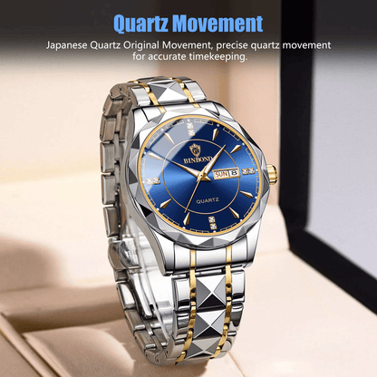 Waterproof Men's Luxury Quartz Watch Stainless Steel, Luminous Classic Business Timepiece
