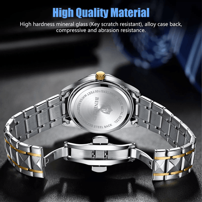 Waterproof Men's Luxury Quartz Watch Stainless Steel, Luminous Classic Business Timepiece