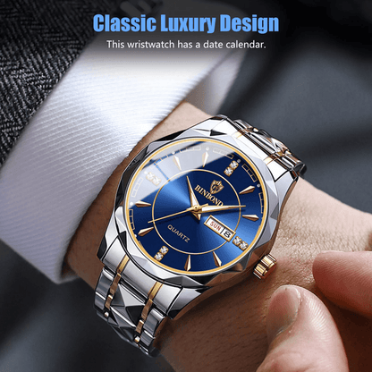Waterproof Men's Luxury Quartz Watch Stainless Steel, Luminous Classic Business Timepiece