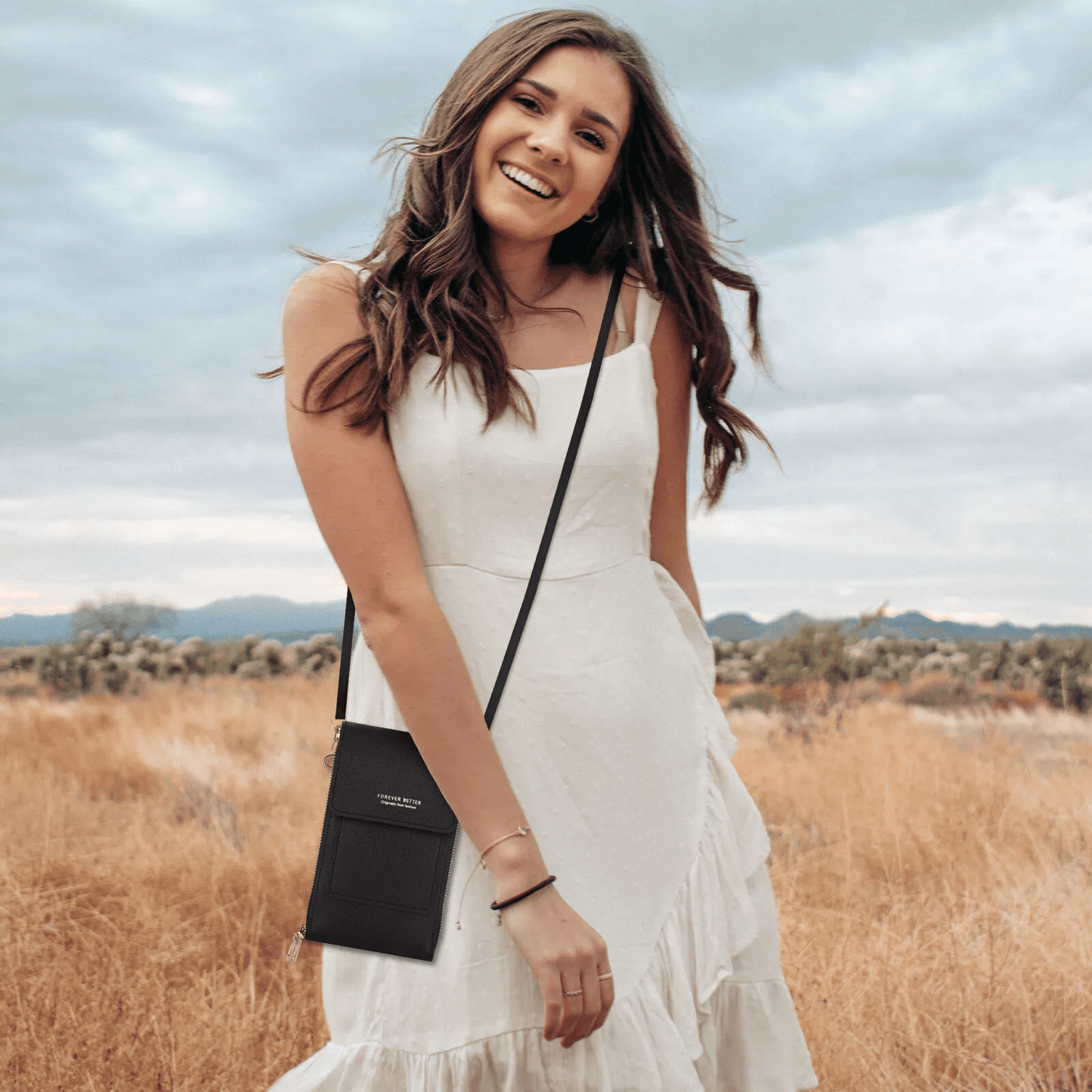 Women Touch Screen Cell Phone Bag, Crossbody Shoulder Pouch Purse with Card Case for Smartphones