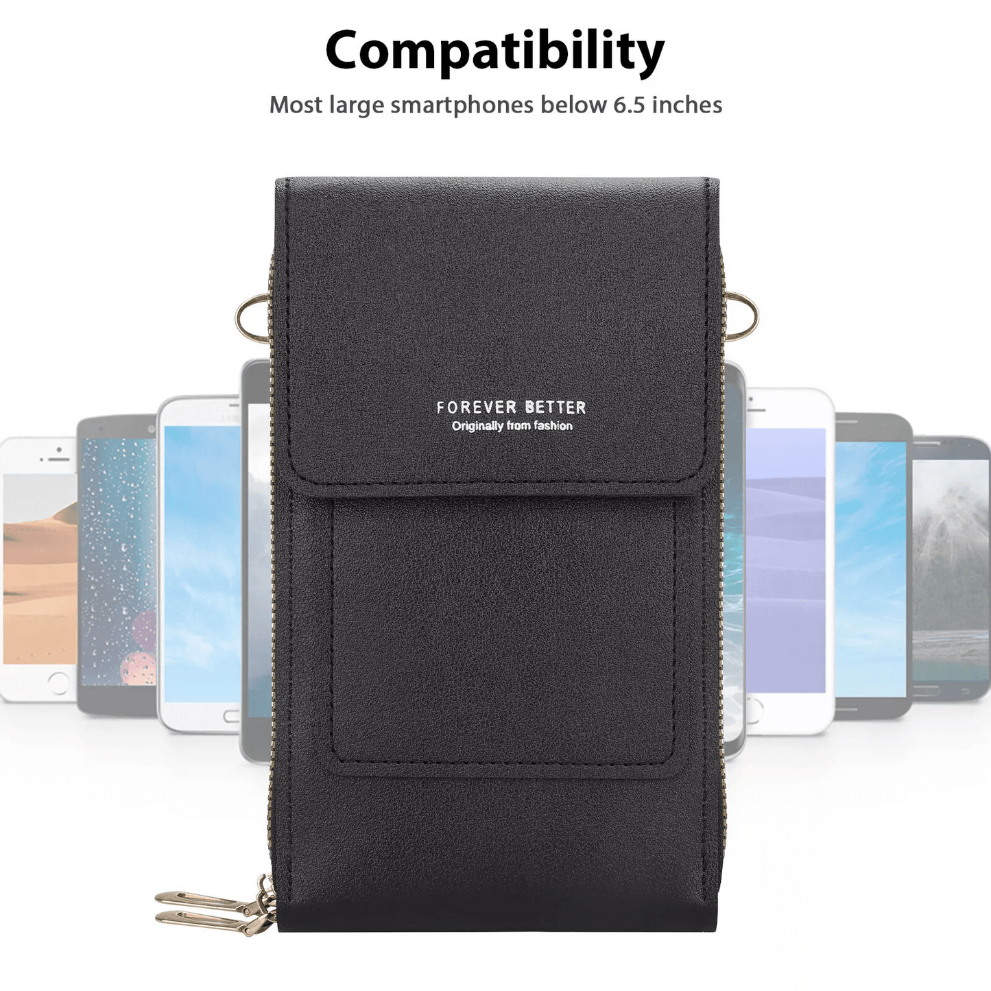 Women Touch Screen Cell Phone Bag, Crossbody Shoulder Pouch Purse with Card Case for Smartphones