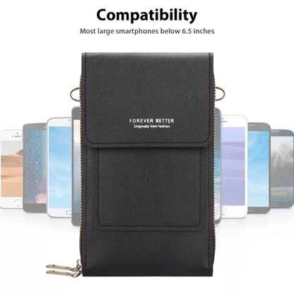 Women Touch Screen Cell Phone Bag, Crossbody Shoulder Pouch Purse with Card Case for Smartphones
