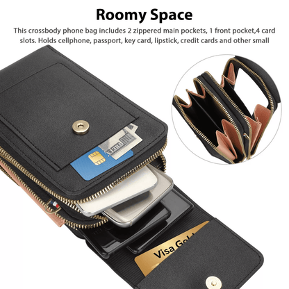 Women Touch Screen Cell Phone Bag, Crossbody Shoulder Pouch Purse with Card Case for Smartphones
