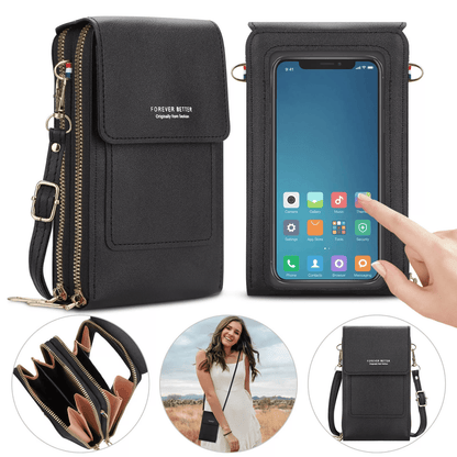 Women Touch Screen Cell Phone Bag, Crossbody Shoulder Pouch Purse with Card Case for Smartphones