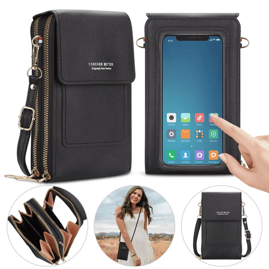 Women Touch Screen Cell Phone Bag, Crossbody Shoulder Pouch Purse with Card Case for Smartphones