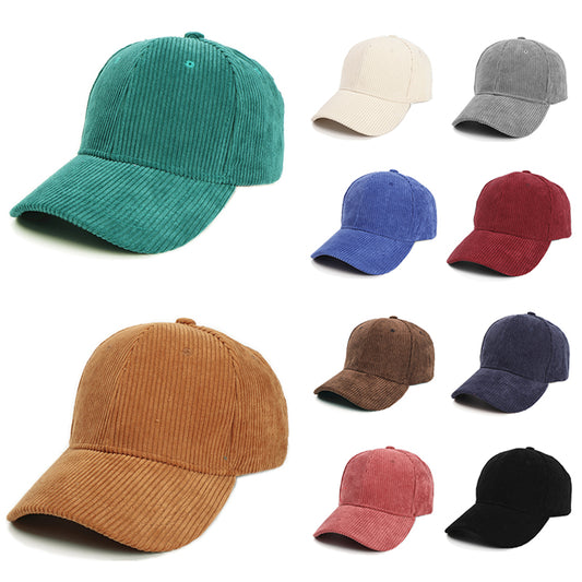 Corduroy Baseball Cap for Men & Women. Vintage Cotton Solid Color Sunhat, Sport Snapback Caps for Autumn & Winter
