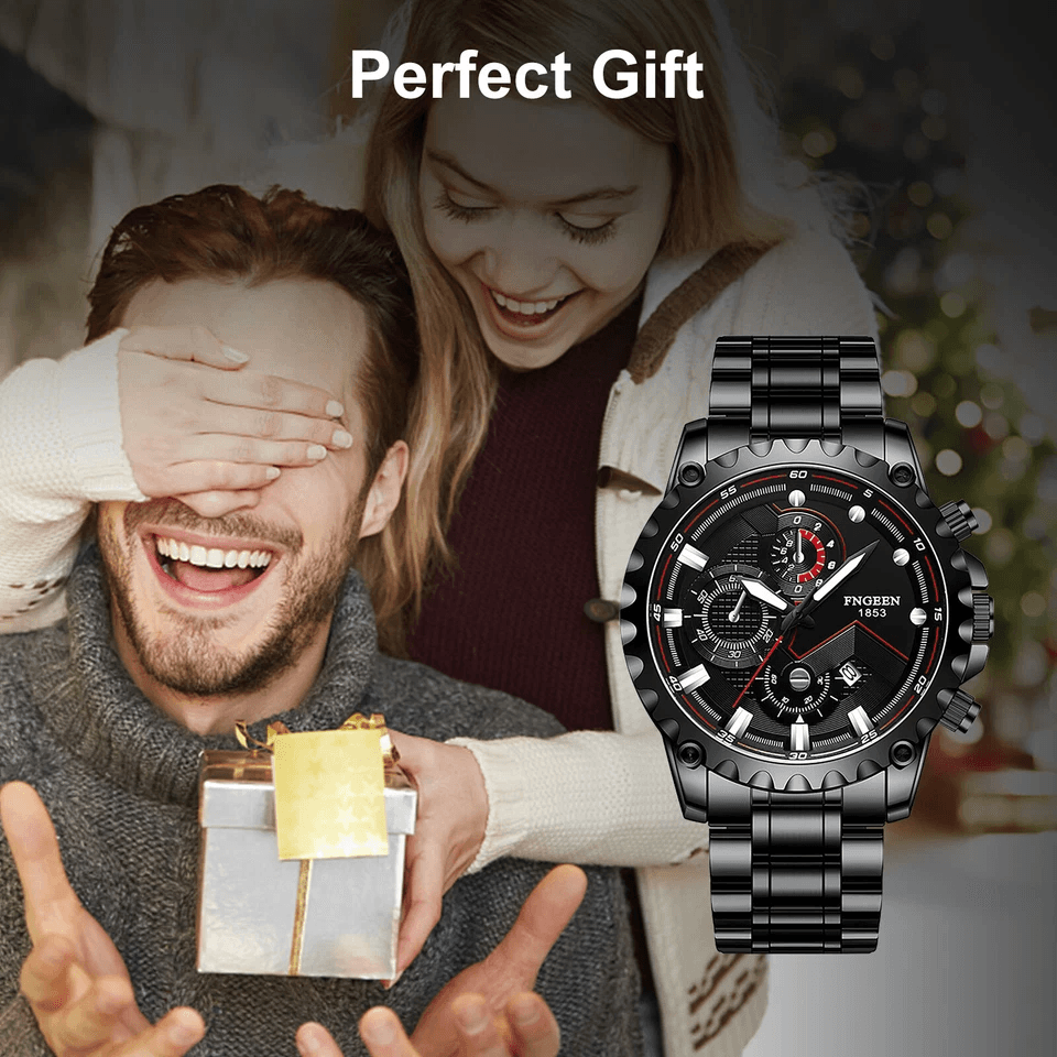 Waterproof Men's Watch Classic Stainless Steel Quartz Luminous Luxury Wristwatch for Business and Casual Wear