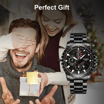 Waterproof Men's Watch Classic Stainless Steel Quartz Luminous Luxury Wristwatch for Business and Casual Wear