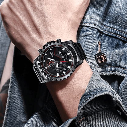 Waterproof Men's Watch Classic Stainless Steel Quartz Luminous Luxury Wristwatch for Business and Casual Wear