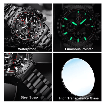 Waterproof Men's Watch Classic Stainless Steel Quartz Luminous Luxury Wristwatch for Business and Casual Wear
