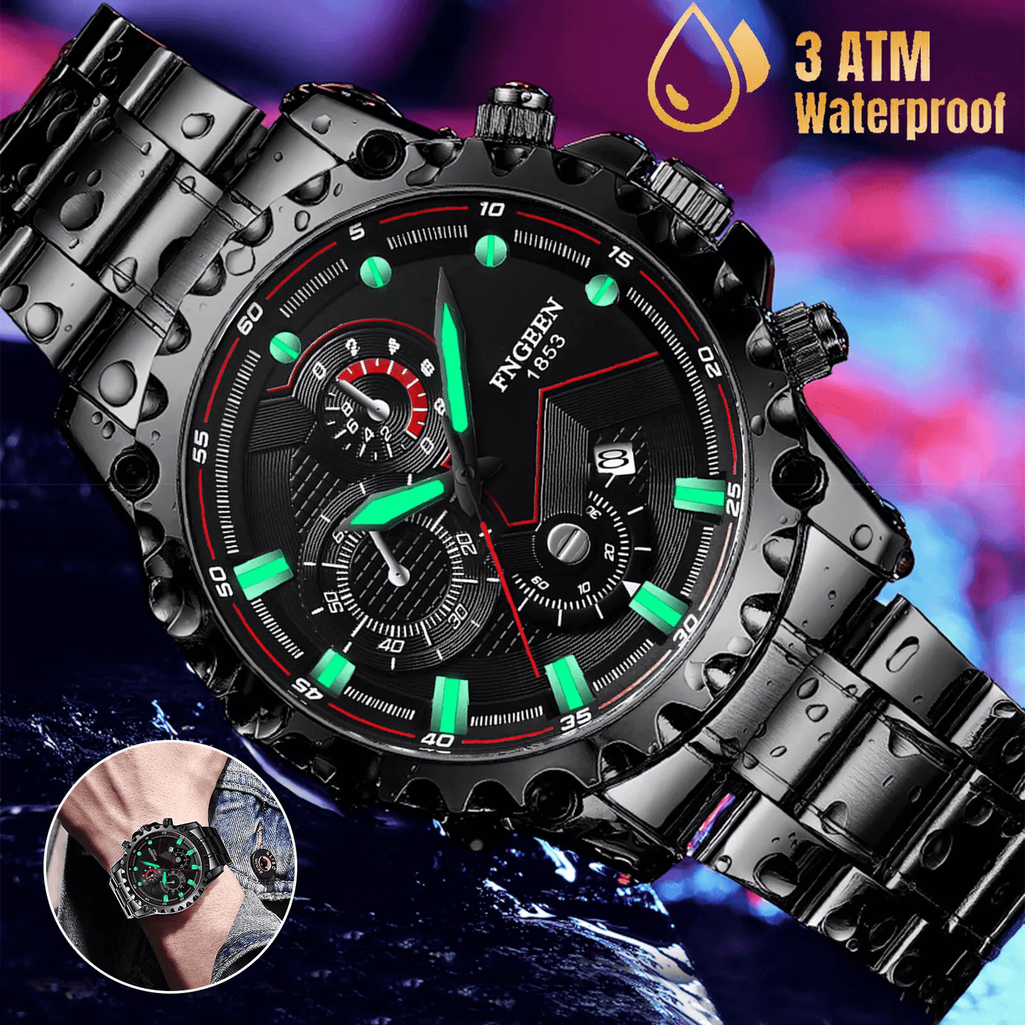 Waterproof Men's Watch Classic Stainless Steel Quartz Luminous Luxury Wristwatch for Business and Casual Wear