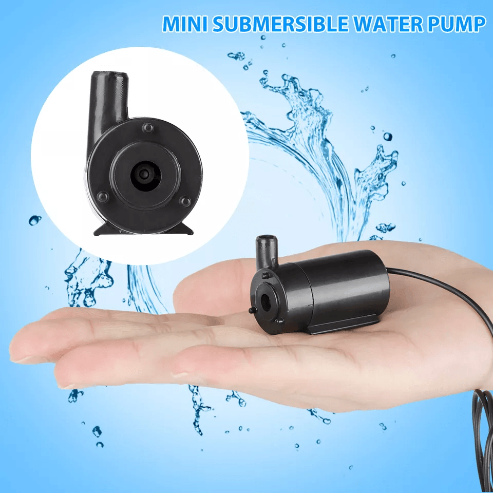 Mini Submersible Water Pump, Quiet Motor for Home, Fountain, Pond Use