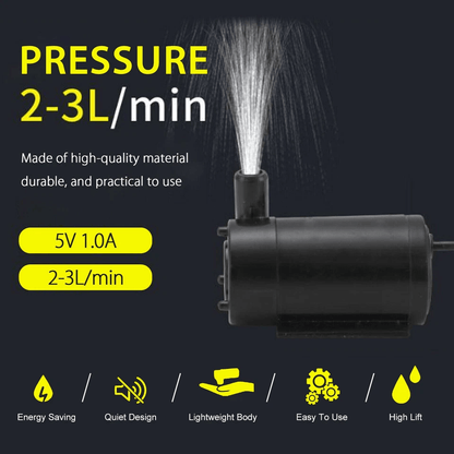 Mini Submersible Water Pump, Quiet Motor for Home, Fountain, Pond Use