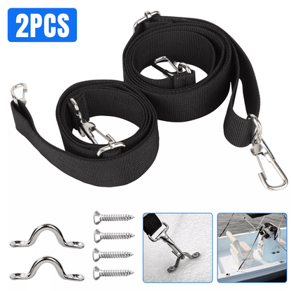 Adjustable Bimini Boat Top Straps with Stainless Steel Hooks, Durable Marine Canopy Tie-Down Straps