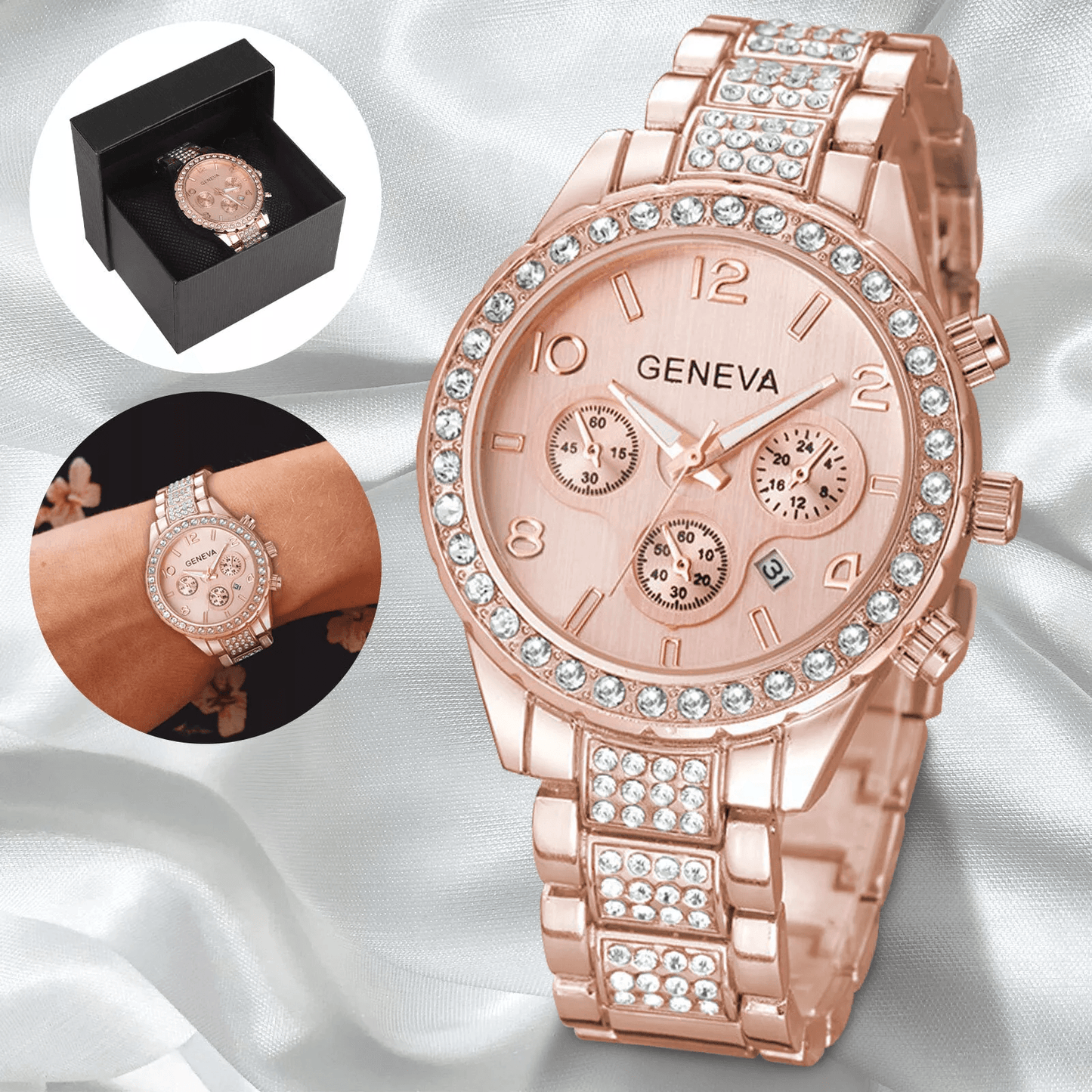 Waterproof Luxury Women's Watch Classic Stainless Steel Quartz Crystal Dial
