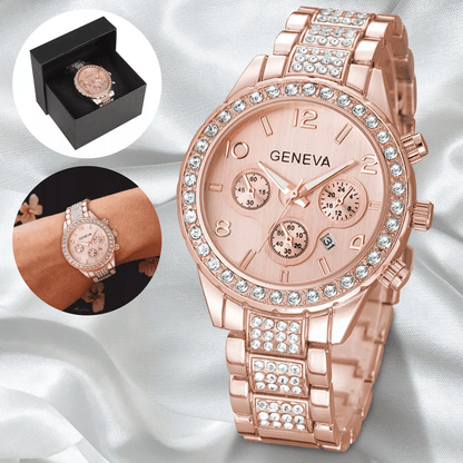 Waterproof Luxury Women's Watch Classic Stainless Steel Quartz Crystal Dial
