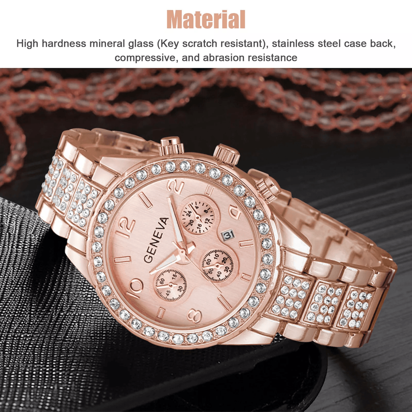 Waterproof Luxury Women's Watch Classic Stainless Steel Quartz Crystal Dial