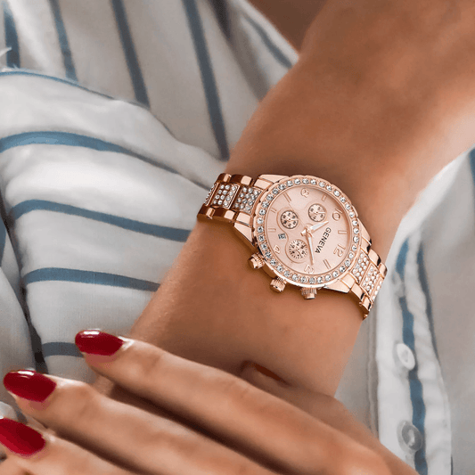 Waterproof Luxury Women's Watch Classic Stainless Steel Quartz Crystal Dial