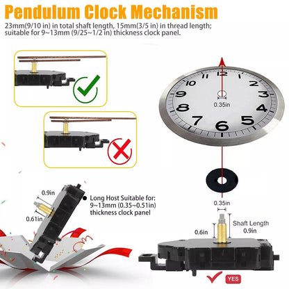 Quartz Wall Clock Pendulum Swing Movement – DIY Mechanism Kit with Silent Motor for Repair & Chime Clock Parts