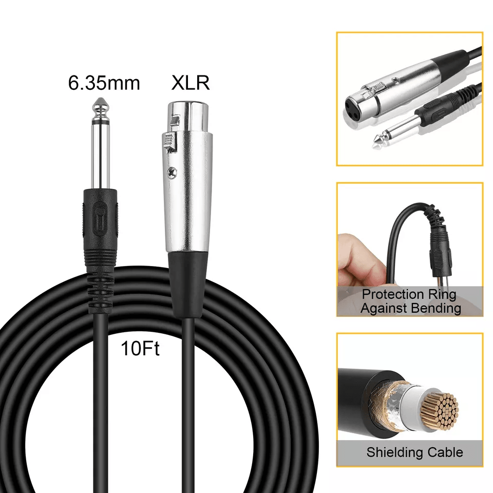 Professional Wired Cardioid Dynamic Microphone with On/Off Switch, Handheld Mic for Singing, Podcasting, and Events
