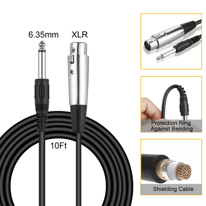 Professional Wired Cardioid Dynamic Microphone with On/Off Switch, Handheld Mic for Singing, Podcasting, and Events