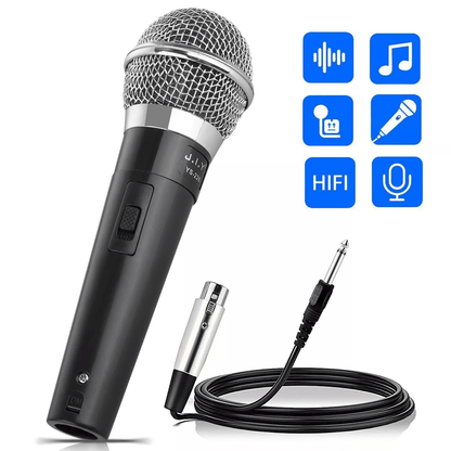 Professional Wired Cardioid Dynamic Microphone with On/Off Switch, Handheld Mic for Singing, Podcasting, and Events