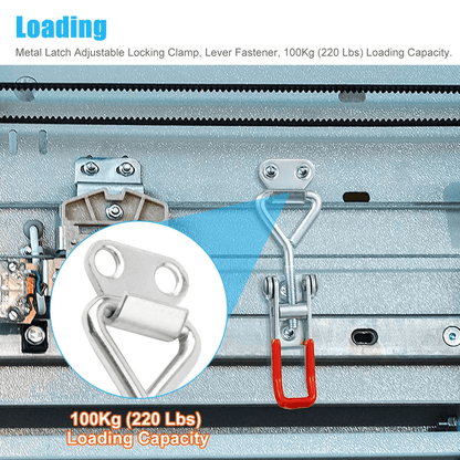 2 PCS Steel Toggle Latch Catch Adjustable Lock Clamp, Anti-Rust Clip for Box, Case, Cabinet, Door, 100kg Load Capacity