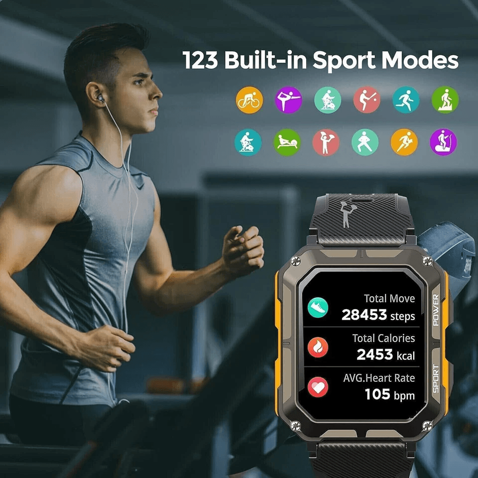 New Blood Pressure Smart Watch Men Military Fitness Tracker Bluetooth Call Wristwatch