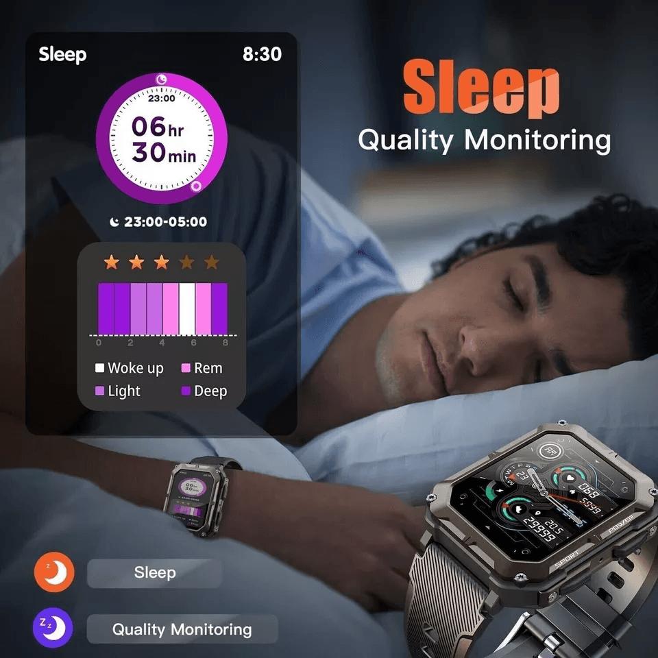 New Blood Pressure Smart Watch Men Military Fitness Tracker Bluetooth Call Wristwatch
