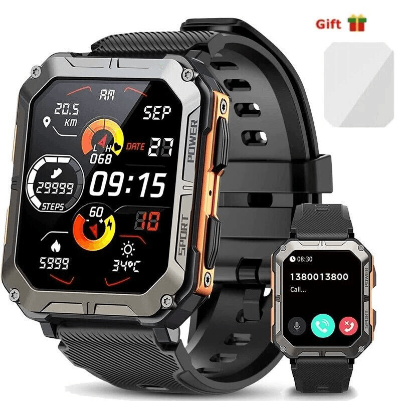 New Blood Pressure Smart Watch Men Military Fitness Tracker Bluetooth Call Wristwatch