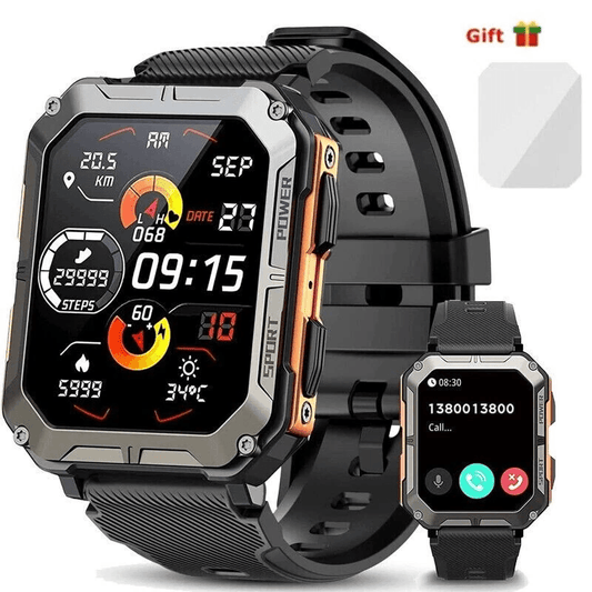 New Blood Pressure Smart Watch Men Military Fitness Tracker Bluetooth Call Wristwatch