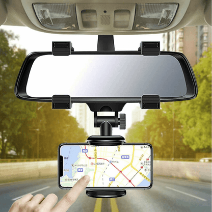 Car Phone Holder for Rearview Mirror, Rotatable & Adjustable Mount