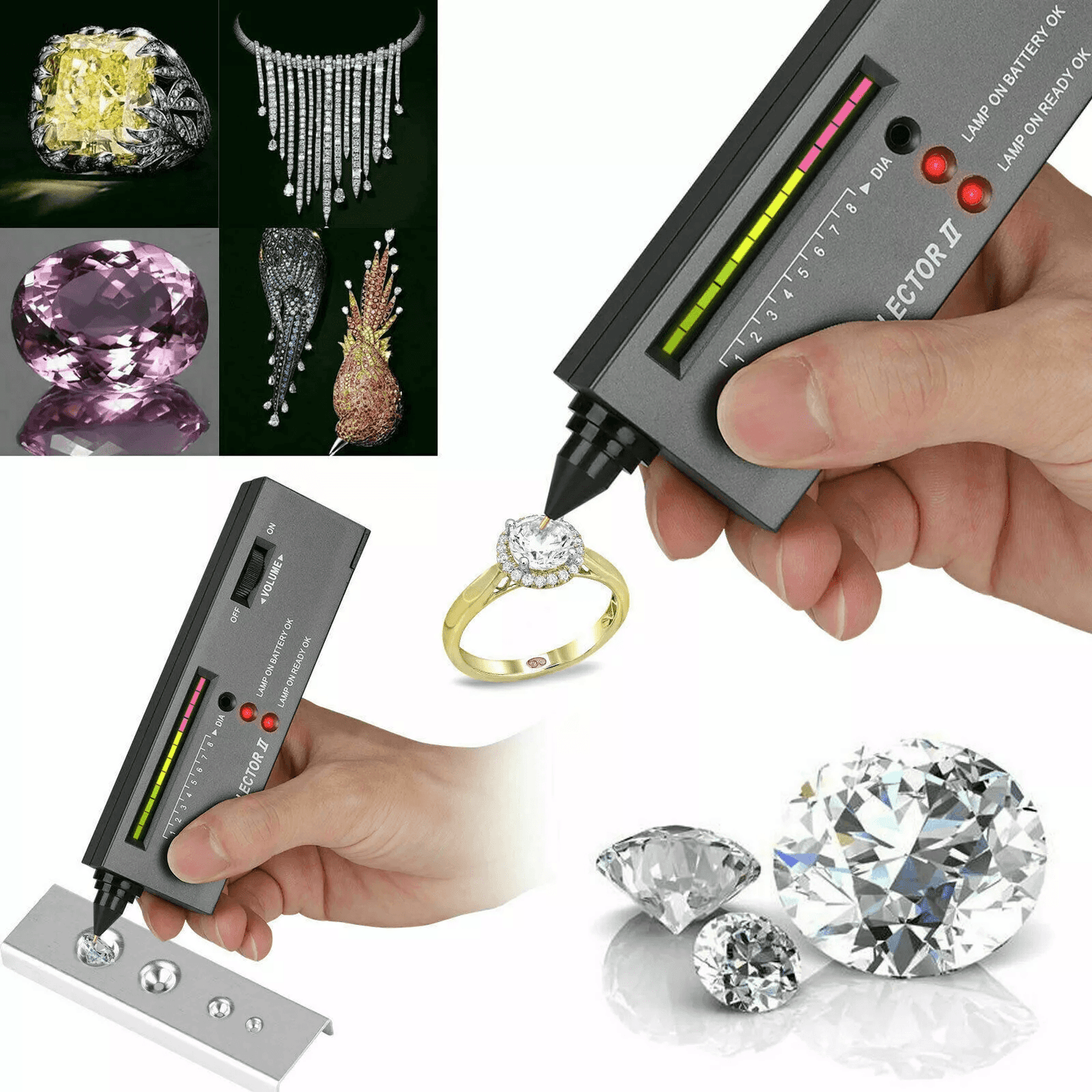 Diamond Tester Gold Silver Selector Tool Digital Electronic Gemstone Testing Kit for Jewelry, Crystals, Simulated