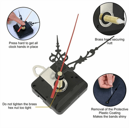 DIY Clock Parts Movement Quartz Mechanism Kit, Wall Clock Repair Replacement Tool with Silent Motor & Hands Set